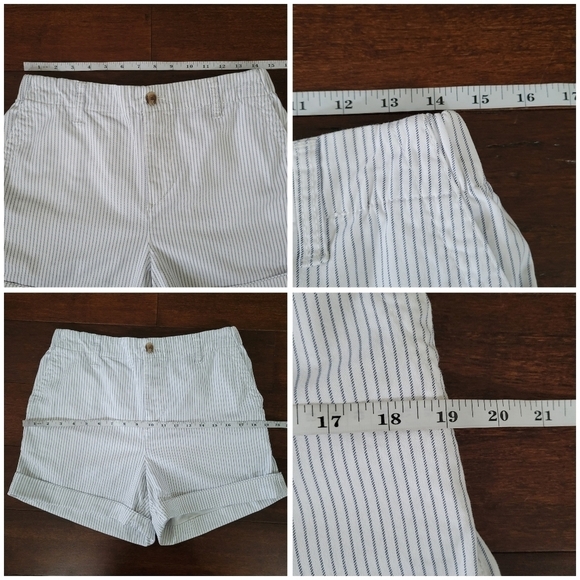 Old Navy High-Waisted OGC Chino Shorts Women's M Blue & White Stripe 4" Inseam - Picture 6 of 8